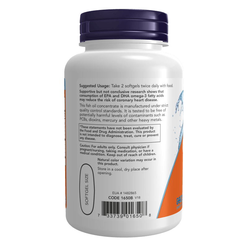 NOW SUPLEMENTOS Now Foods, Omega-3 Soporte Cardiovascular 1,000 mg (100 softgels)