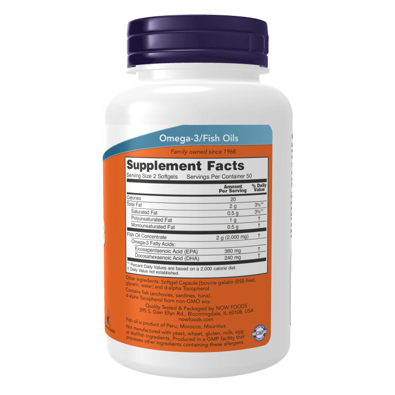 NOW SUPLEMENTOS Now Foods, Omega-3 Soporte Cardiovascular 1,000 mg (100 softgels)