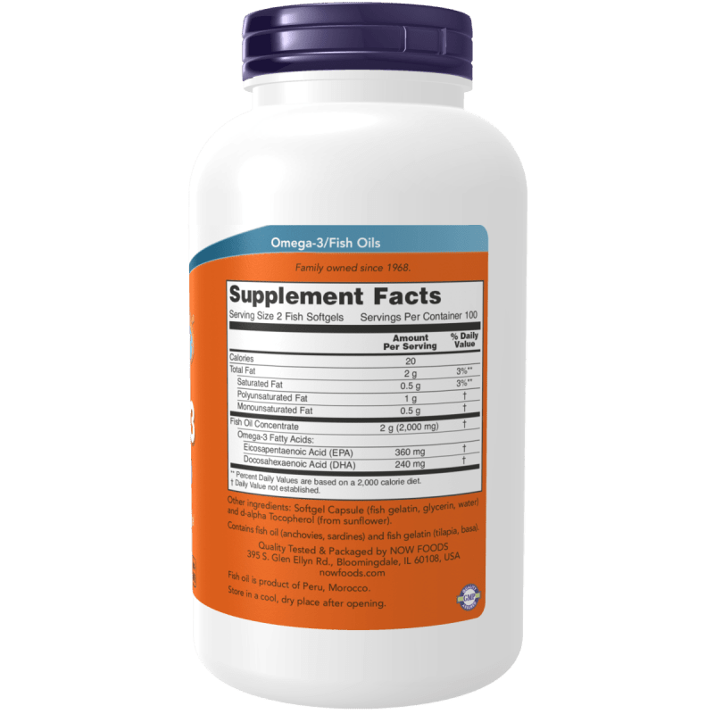 NOW SUPLEMENTOS Now Foods, Omega-3 Soporte Cardiovascular 1,000 mg (200 softgels)