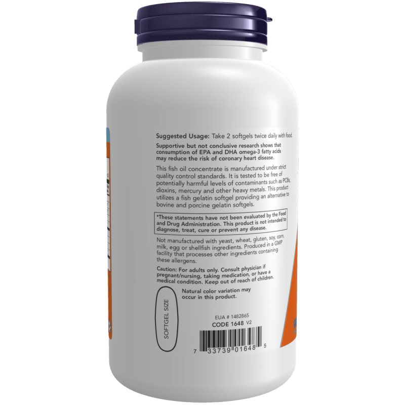 NOW SUPLEMENTOS Now Foods, Omega-3 Soporte Cardiovascular 1,000 mg (200 softgels)