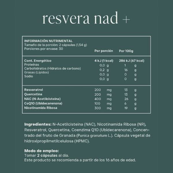 Reset Wellness Suplementos Reset Wellness, Resvera NAD+ (60 cápsulas)