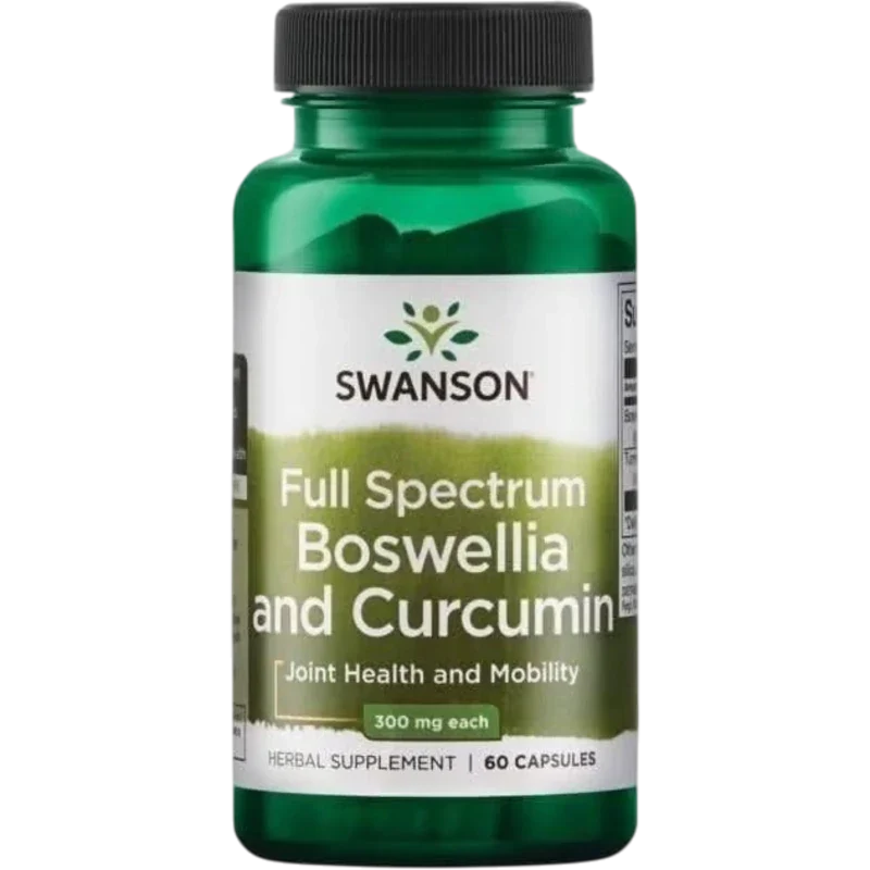 SWANSON Suplementos Swanson, Boswellia de Espectro Completo y Curcumina 300 mg (60 cápsulas)