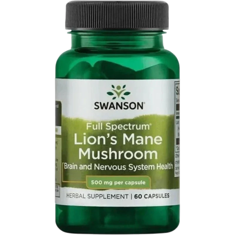 SWANSON Herbal Swanson, Hongo Melena de León 500 mg (60 cápsulas)