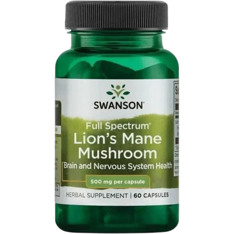 SWANSON Herbal Swanson, Hongo Melena de León 500 mg (60 cápsulas)