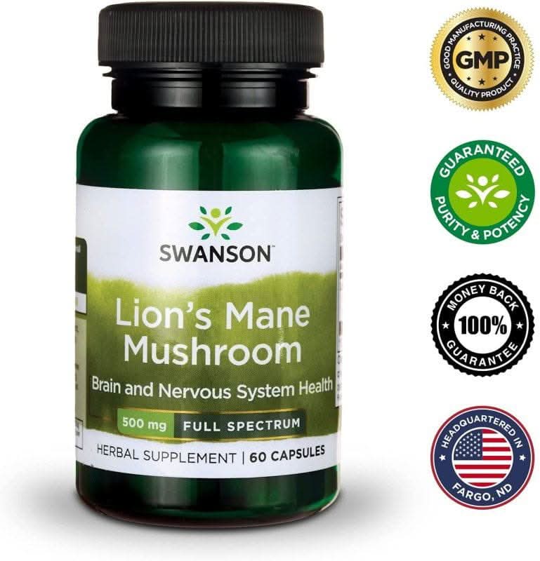 SWANSON SUPLEMENTOS Swanson, Hongo Melena de León 500 mg (60 cápsulas)