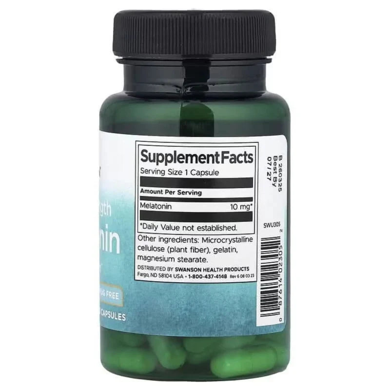 SWANSON Suplementos Swanson, Melatonina de Triple Potencia 10 mg (60 cápsulas)