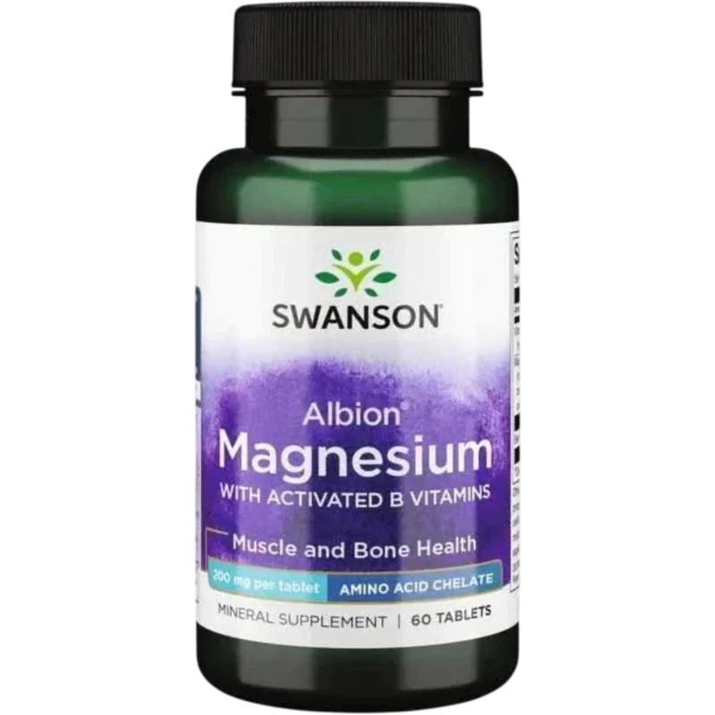 SWANSON Mineral Swanson, Quelato de Magnesio TRS Albion 200 mg (60 tabletas)