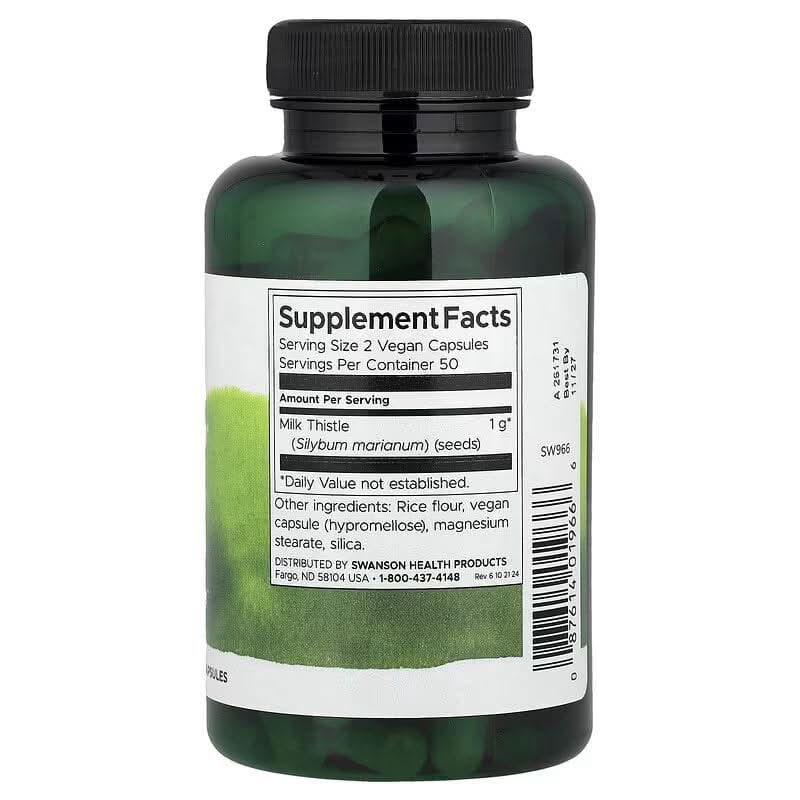 SWANSON SUPLEMENTO Swanson, Cardo Mariano Espectro Completo 500 mg (100 cápsulas)