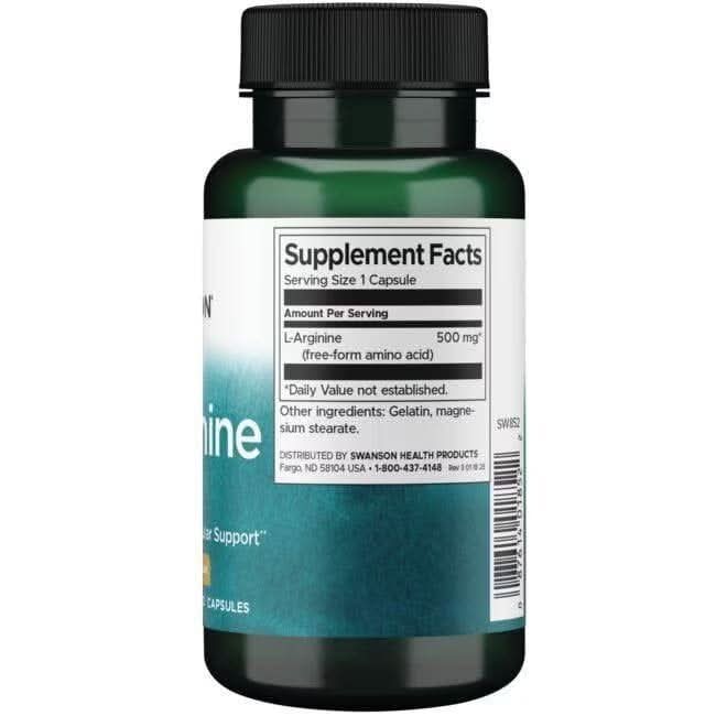 SWANSON SUPLEMENTO Swanson, L-Arginina 500 mg (100 cápsulas)
