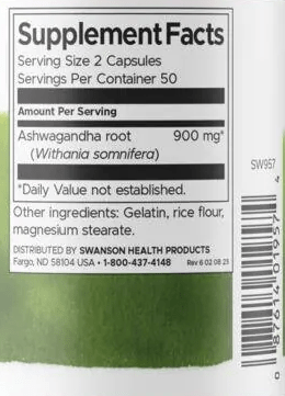 SWANSON Suplementos Swanson, Ashwagandha 450 mg (100 cápsulas)