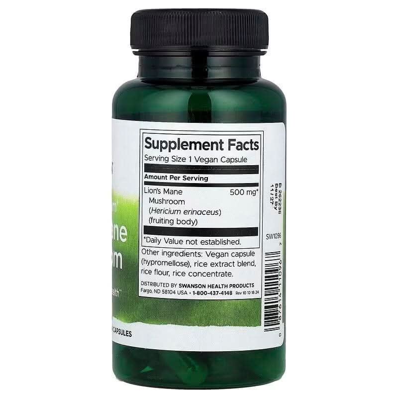 SWANSON SUPLEMENTOS Swanson, Hongo Melena de León 500 mg (60 cápsulas)