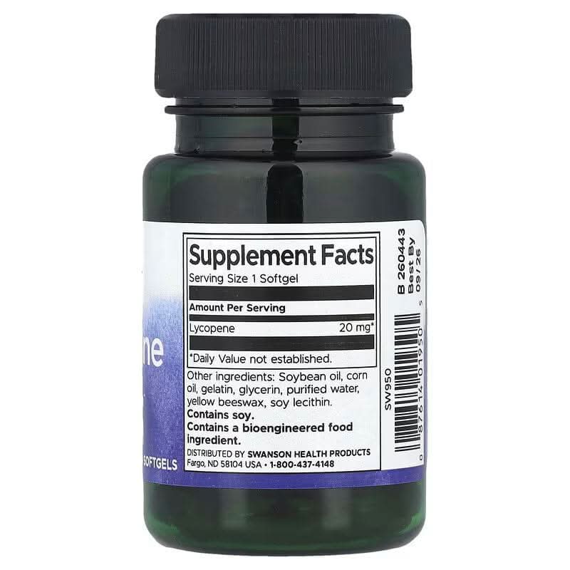 SWANSON SUPLEMENTOS Swanson, Licopeno 20 mg (60 softgels)