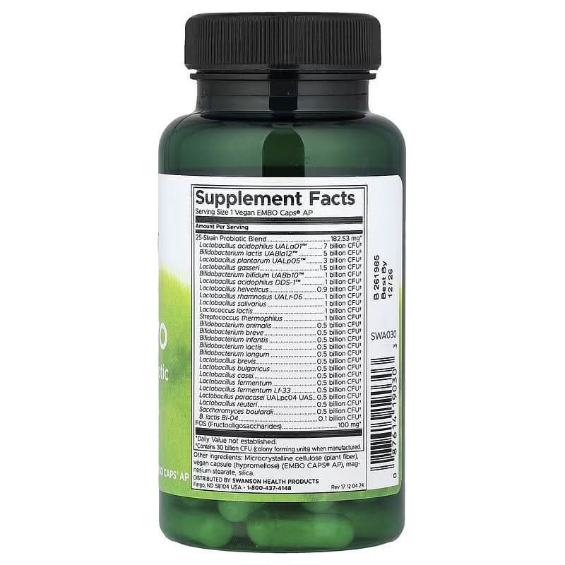SWANSON SUPLEMENTOS Swanson, Probiótico Epic Pro 25 Cepas (30 cápsulas)