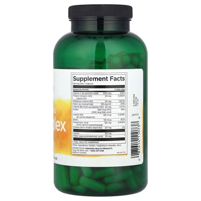 SWANSON SUPLEMENTOS Swanson, Súper Estrés Complejo B con Vitamina C (240 cápsulas)