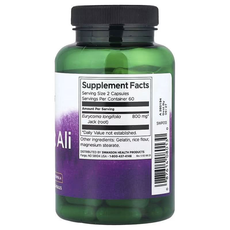 SWANSON SUPLEMENTOS Swanson, Tonkgat Ali Eurycoma Longifolia 400 mg (120 cápsulas)