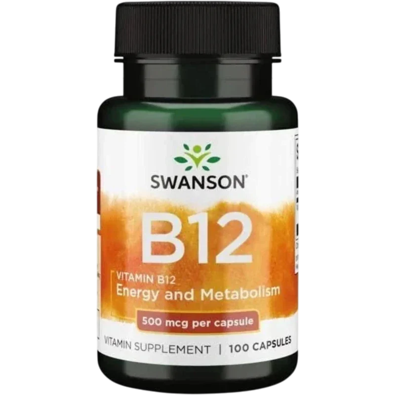 SWANSON Vitamina Swanson, Vitamina B-12 Cianocobalamina 500 mcg (100 cápsulas)