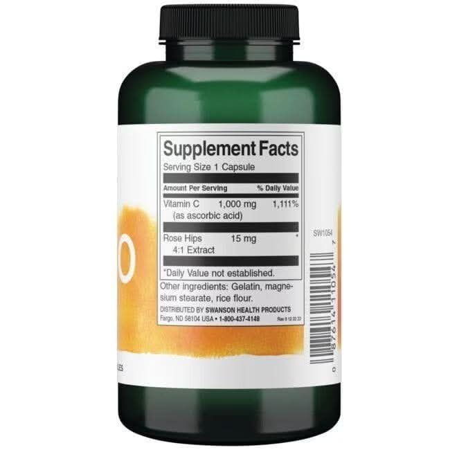 SWANSON SUPLEMENTO Swanson, Vitamina C-1000 con Escaramujos 1,000 mg (90 cápsulas)