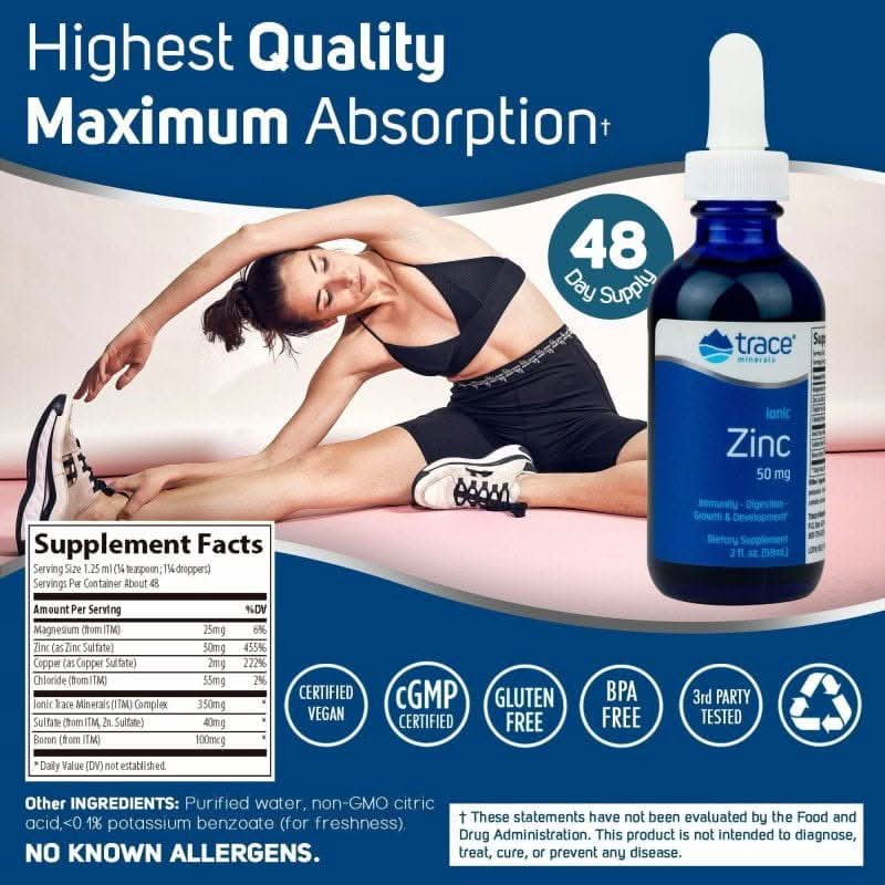 TRACE MINERALS SUPLEMENTOS Trace Minerals, Zinc Iónico 50 mg (2 fl oz/59 ml)