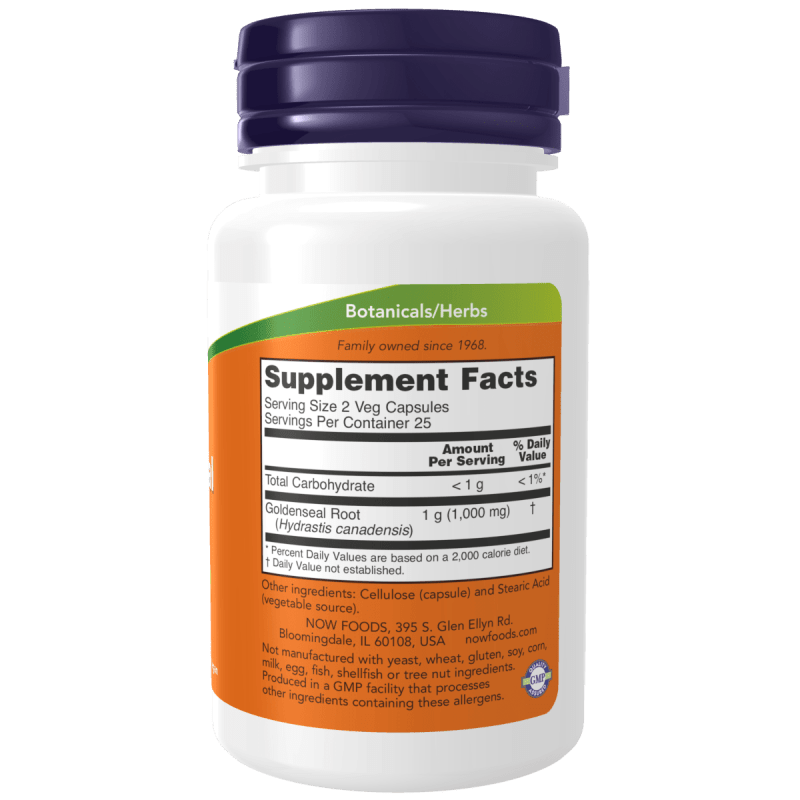NOW SUPLEMENTOS Now Foods, Raíz de Sello de Oro 500 mg (50 cápsulas)