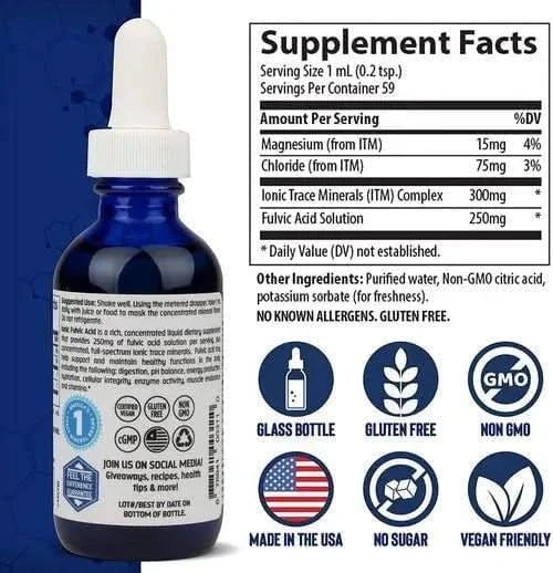 TRACE MINERALS Suplementos Trace Minerals, Ácido Fúlvico Iónico 250 mg (2 fl oz/59 ml)