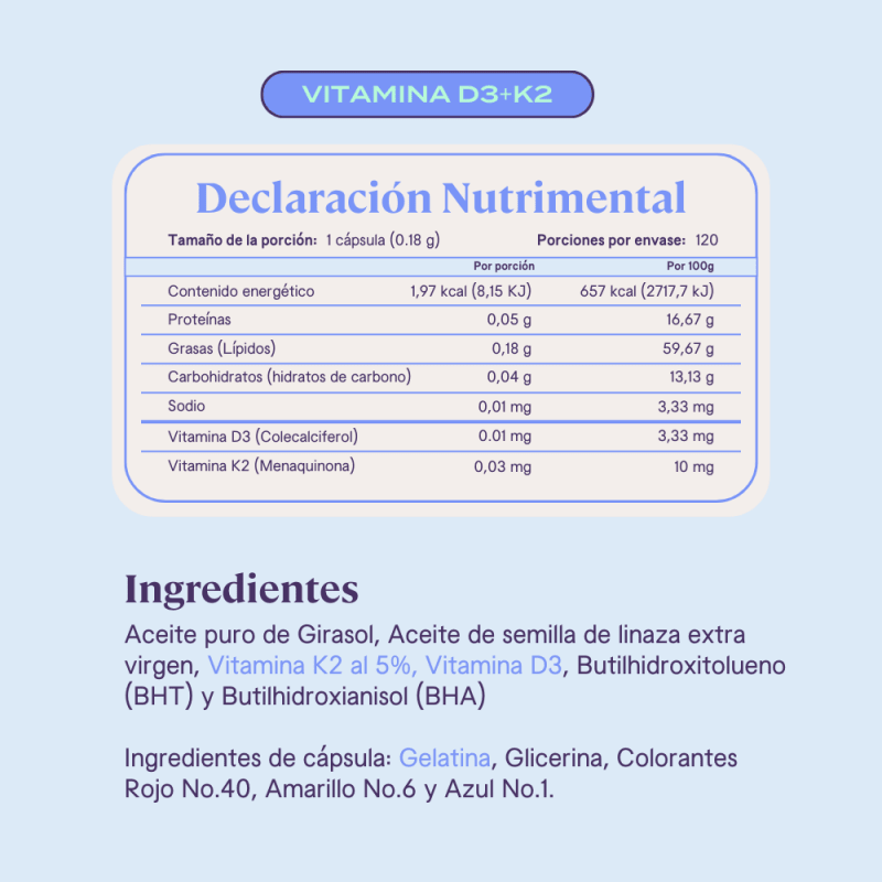 Bfit Suplementos Bfit, Vitamina D3 + K2 (120 cápsulas)