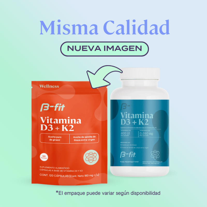 Bfit Suplementos Bfit, Vitamina D3 + K2 (120 cápsulas)