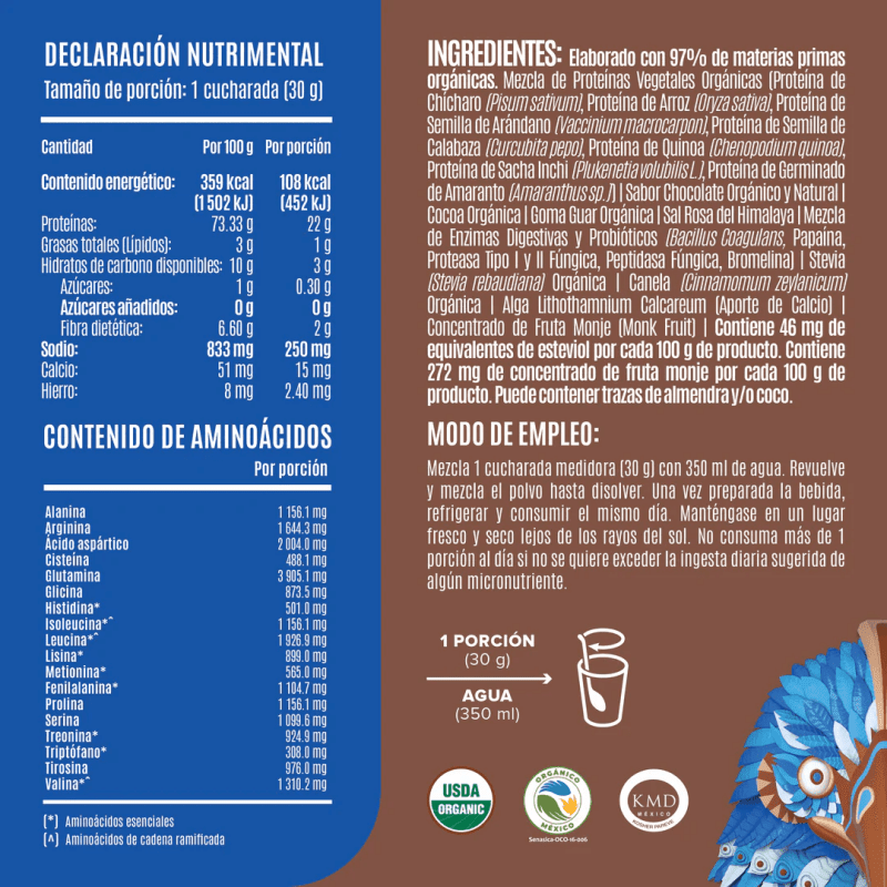 BIRDMAN Suplementos Birdman, Falcon Proteína Vegetal 510 g Sabor Chocolate (17 porciones)
