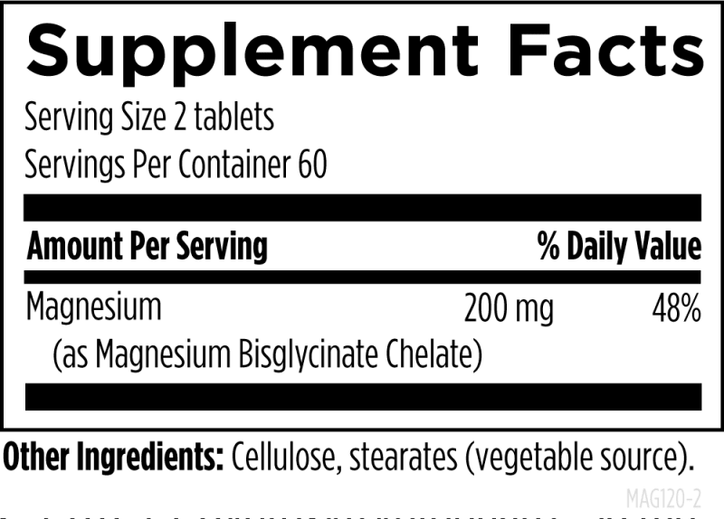 Designs for Health Suplementos Designs for Health, Quelato de Magnesio 200 mg (120 tabletas)