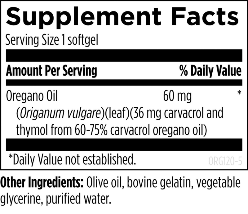 Designs for Health Suplementos Designs for Health, Aceite de Orégano 60 mg (120 sofgtels)