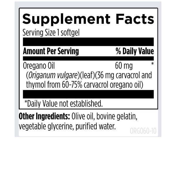 Designs for Health Suplementos Designs for Health, Aceite de Orégano 60 mg (60 softgels)