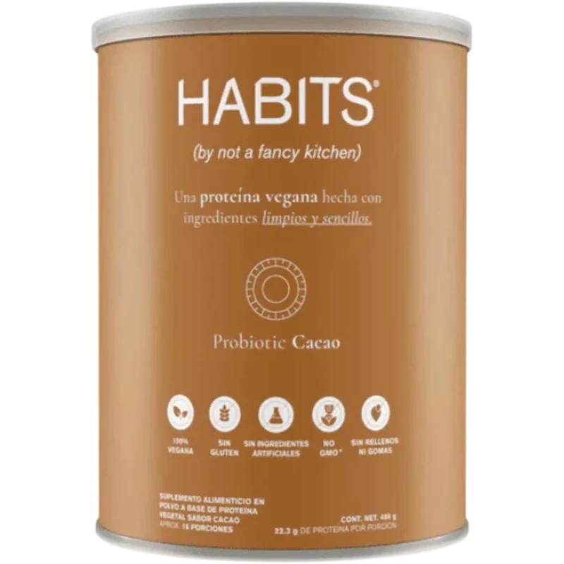 HABITS Proteína Habits, Proteína Probiótica 488 g 16 Porciones (Cacao)