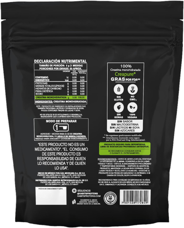 HABITS Suplementos , Deportes Habits, Creatina Monohidratada 300 g