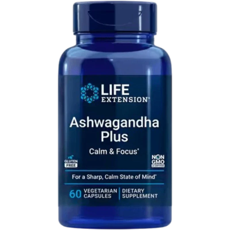LIFE EXTENSION Herbal Life Extension, Ashwagandha Plus Calma y Concentración (60 cápsulas)
