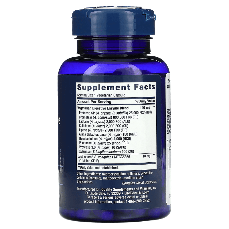 LIFE EXTENSION Vitaminas y complementos Life Extension, Enzimas Súper Digestivas Mejoradas y Probióticos (60 cápsulas)