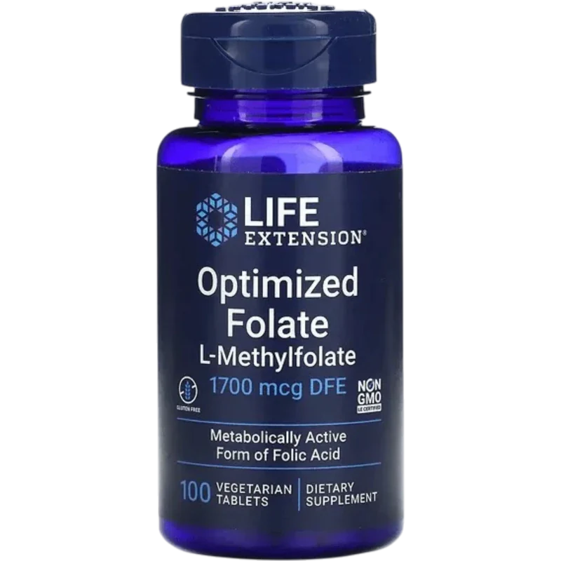 LIFE EXTENSION Vitamina Life Extension, Folato Optimizado L-Metilfolato 1,700 mcg DFE (100 tabletas)