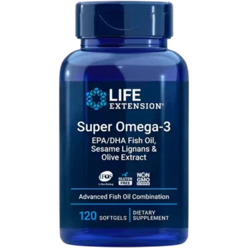 LIFE EXTENSION Suplementos Life Extension, Súper Omega-3 con Aceite de Pescado EPA/DHA, Lignanos de Sésamo y Extracto de Oliva (120 softgels)