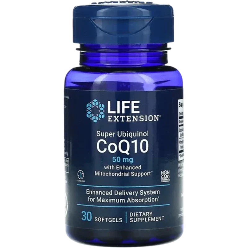 LIFE EXTENSION Antioxidante Life Extension, Súper Ubiquinol CoQ10 con Soporte Mitocondrial Mejorado 50 mg (30 softgels)