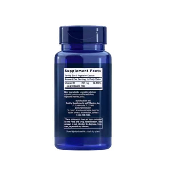 LIFE EXTENSION suplementos Life Extension, Vitamina B-6 250 mg (100 cápsulas)