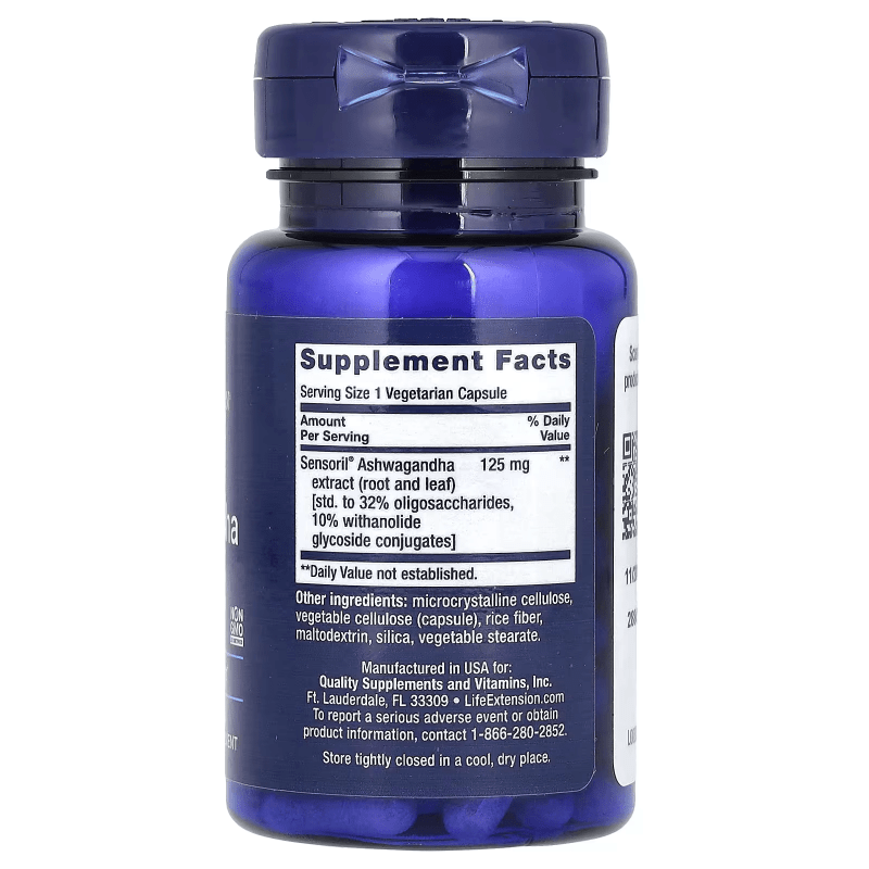 LIFE EXTENSION Vitaminas y complementos Life Extension, Ashwagandha Optimizada 125 mg (60 cápsulas)