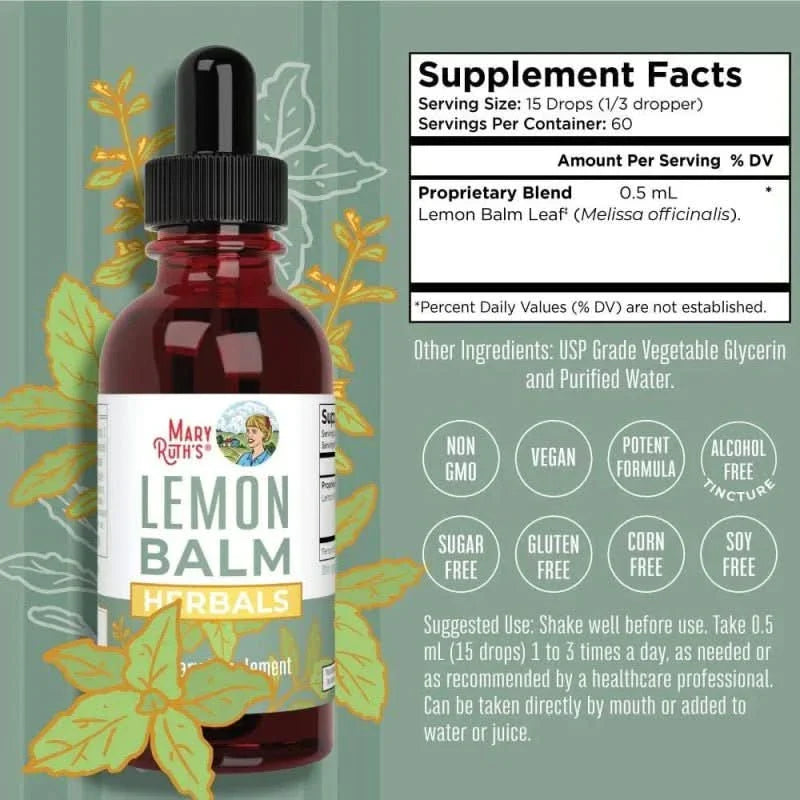 MARY RUTH'S SUPLEMENTO Mary Ruth's, Hoja de Bálsamo de Limón Orgánico Líquido (1 fl oz/30 ml)