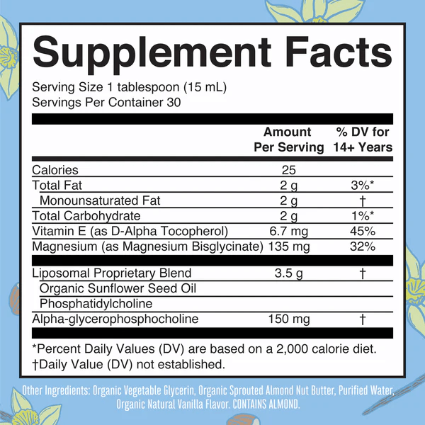 MARY RUTH'S Suplementos Mary Ruth's, Magnesio Liposomal Sabor Almendra y Vainilla (15.22 fl oz/450 ml)