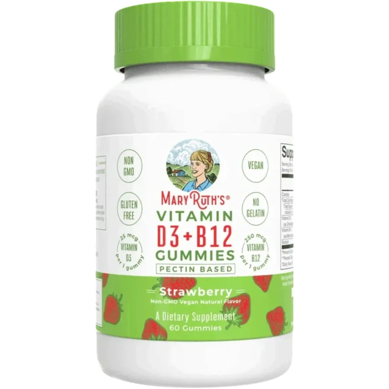 MARY RUTH'S Vitamina Mary Ruth's, D-3 y B-12 Sabor Fresa (60 gomitas)