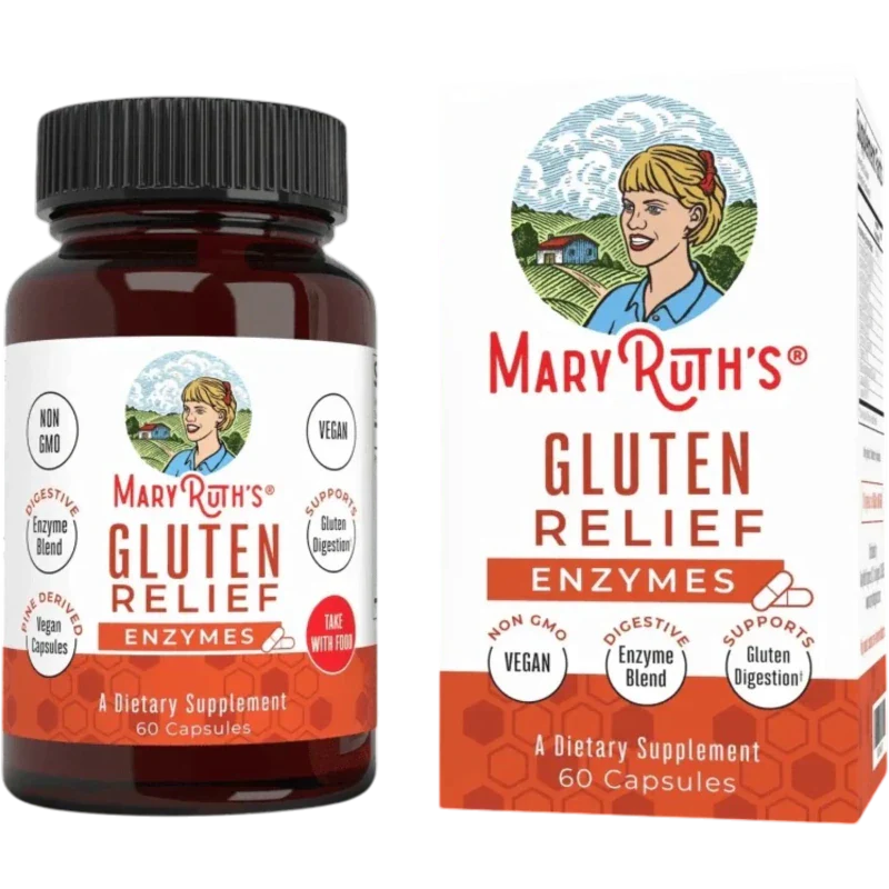 MARY RUTH'S Suplemento Mary Ruth's, Enzimas para Alivio del Gluten (60 cápsulas)