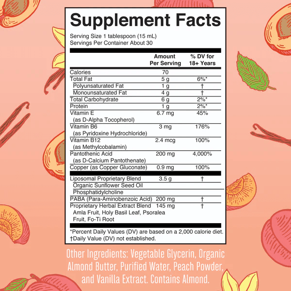 MARY RUTH'S Suplementos Mary Ruth's, Gray Guard Liposomal Sabor Vainilla Durazno (15.22 fl oz/450 ml)