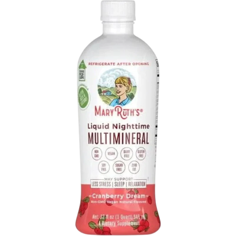 MARY RUTH'S Mineral Mary Ruth's, Multimineral Nocturno Sabor Arándano (32oz/946 ml)