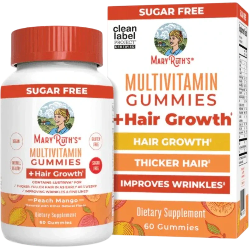 MARY RUTH'S Vitamina Mary Ruth's, Multivitaminico + Crecimiento del Cabello (60 gomitas)
