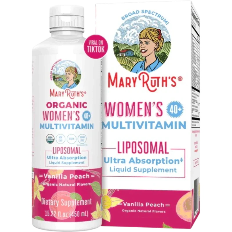 MARY RUTH'S Vitamina Mary Ruth's, Multivitamínico Liposomal para Mujer Mayores de 40 Años Sabor Vainilla Melocotón (15.22 fl oz/450 ml)