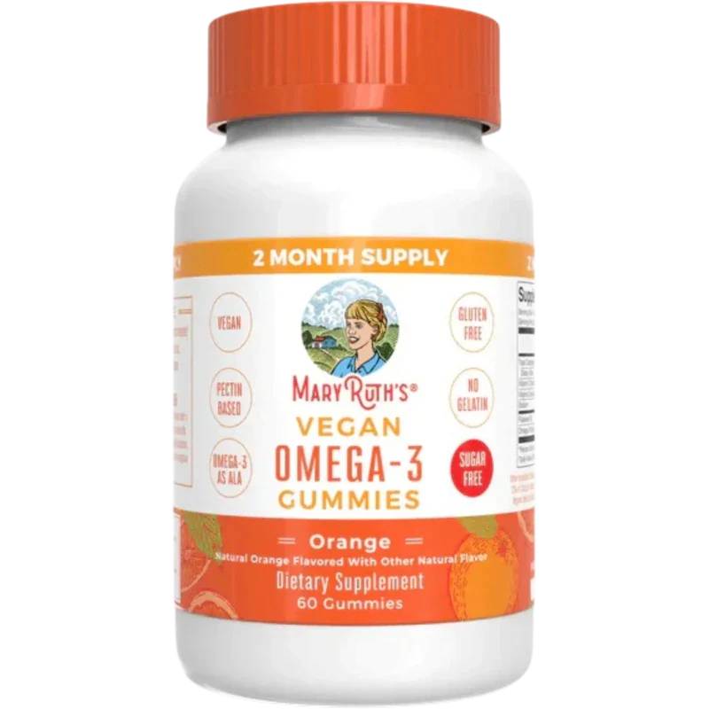 MARY RUTH'S Suplementos Mary Ruth's, Omega-3 Vegano Sabor Naranja (60 gomitas)