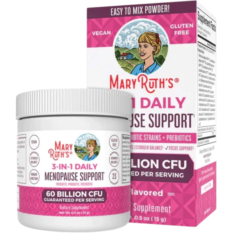 MARY RUTH'S Probiótico Mary Ruth's, Polvo para Apoyo de la Menopausia 3 en 1 (0.5 oz/15 g)