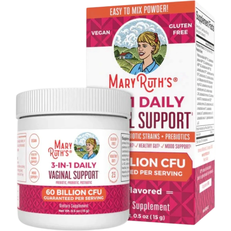 MARY RUTH'S Probiótico Mary Ruth's, Polvo para Soporte Vaginal 3 en 1 (0.5 oz/15 g)